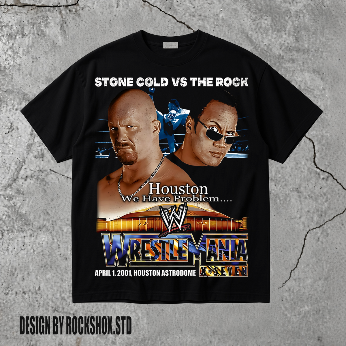 Stone Cold vs The Rock WrestleMania 17 WWE Wrestling T-Shirt