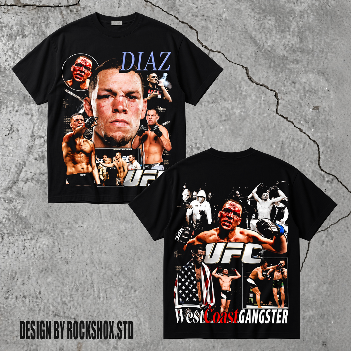 Nate Diaz West Coast Gangster Graphic T-Shirt