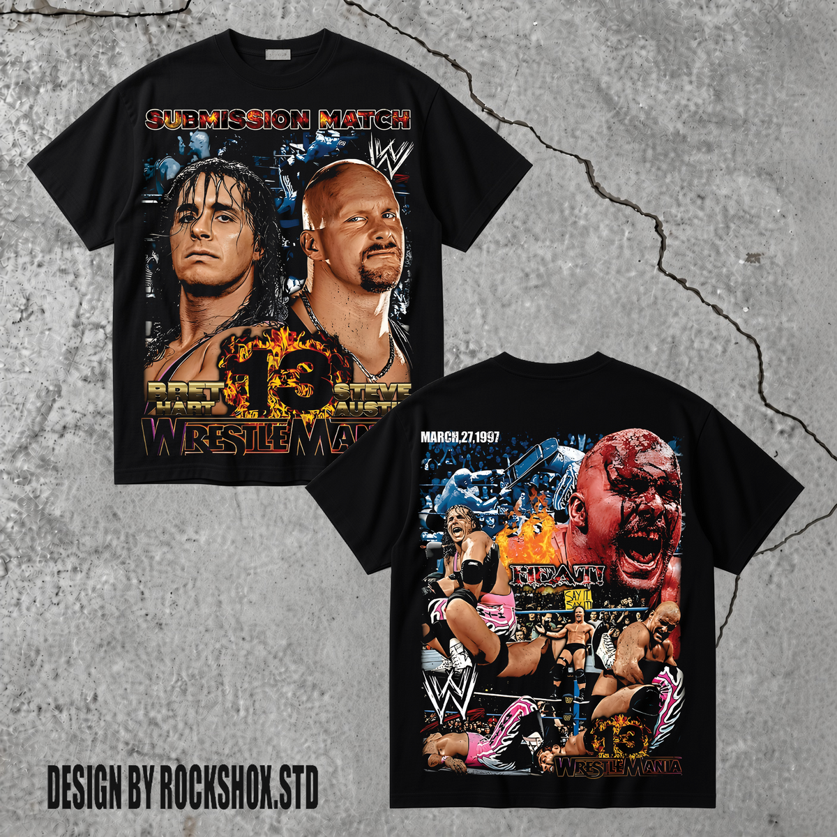 Bret Hart vs Stone Cold WWE Wrestling T-Shirt