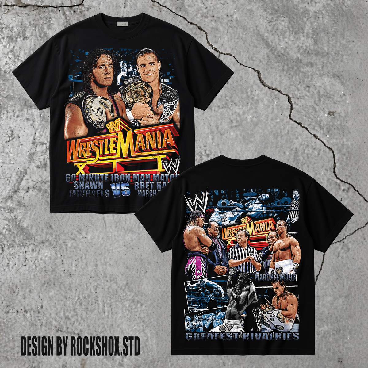 Shawn Michaels vs Bret Hart Wrestle Mania 17 WWE Wrestling T-Shirt