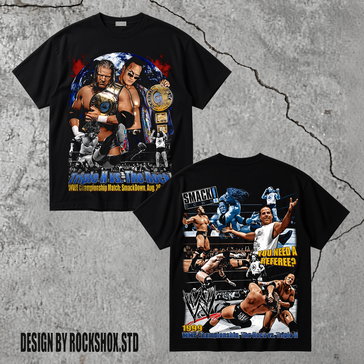 Triple H vs The Rock Wrestling WWE T-Shirt